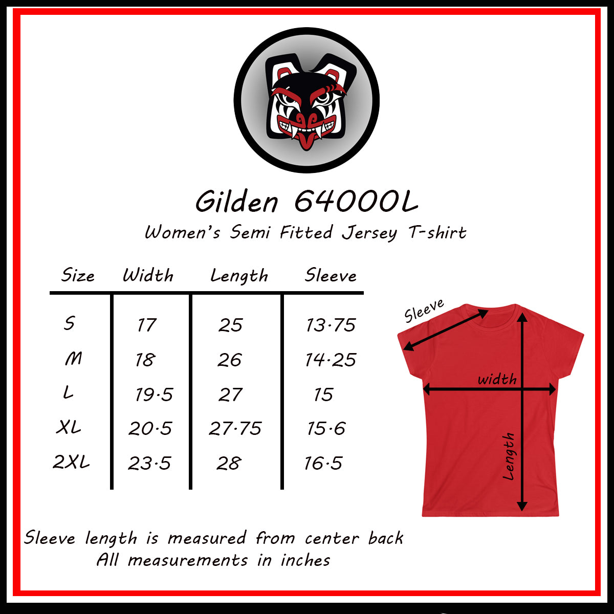 Salish Grant - Nith Ne Snaw Nutsa Fitted Tee Authentic Coast Salish Size Chart