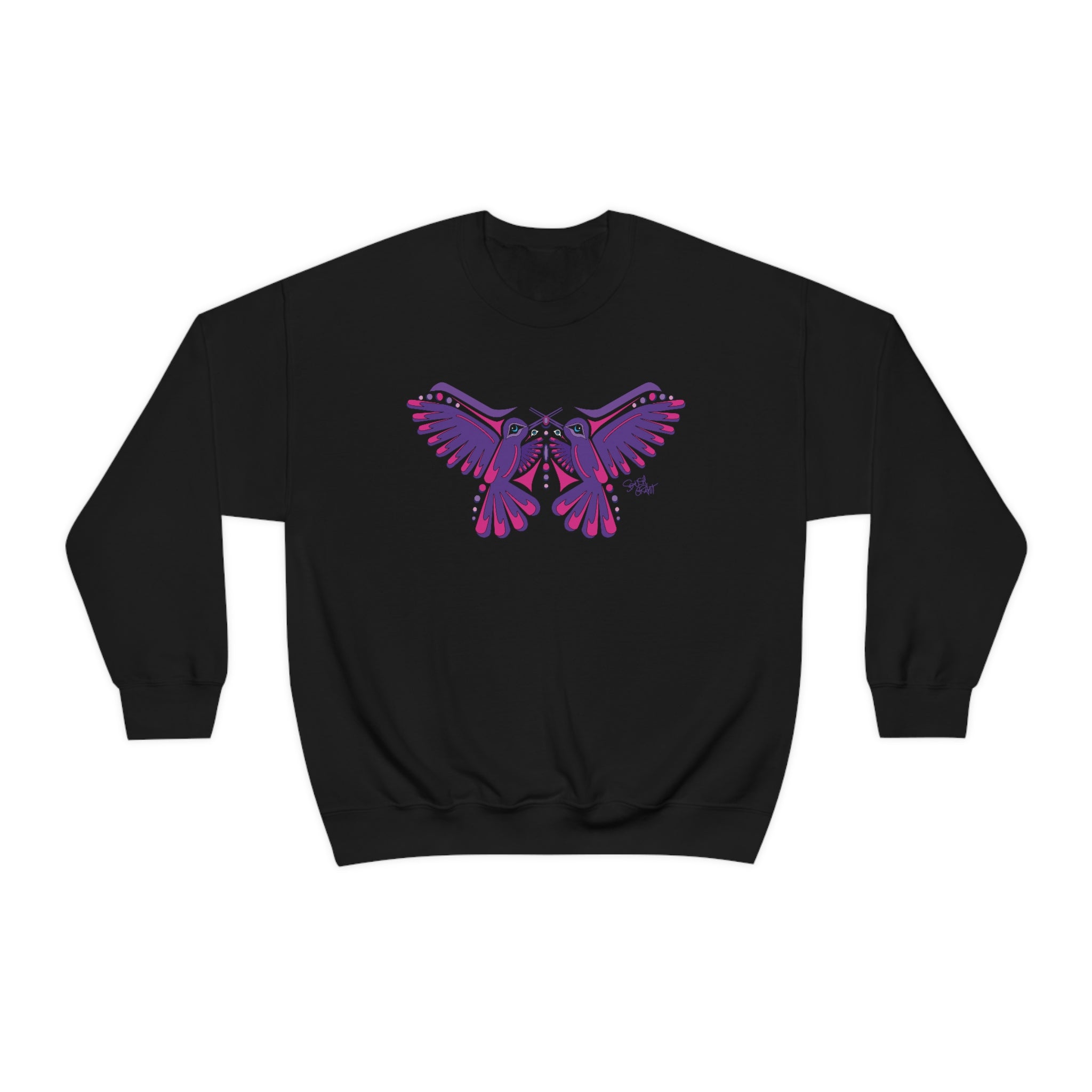 Salish Grant Hummingbird Purple Butterfly Sweatshirt