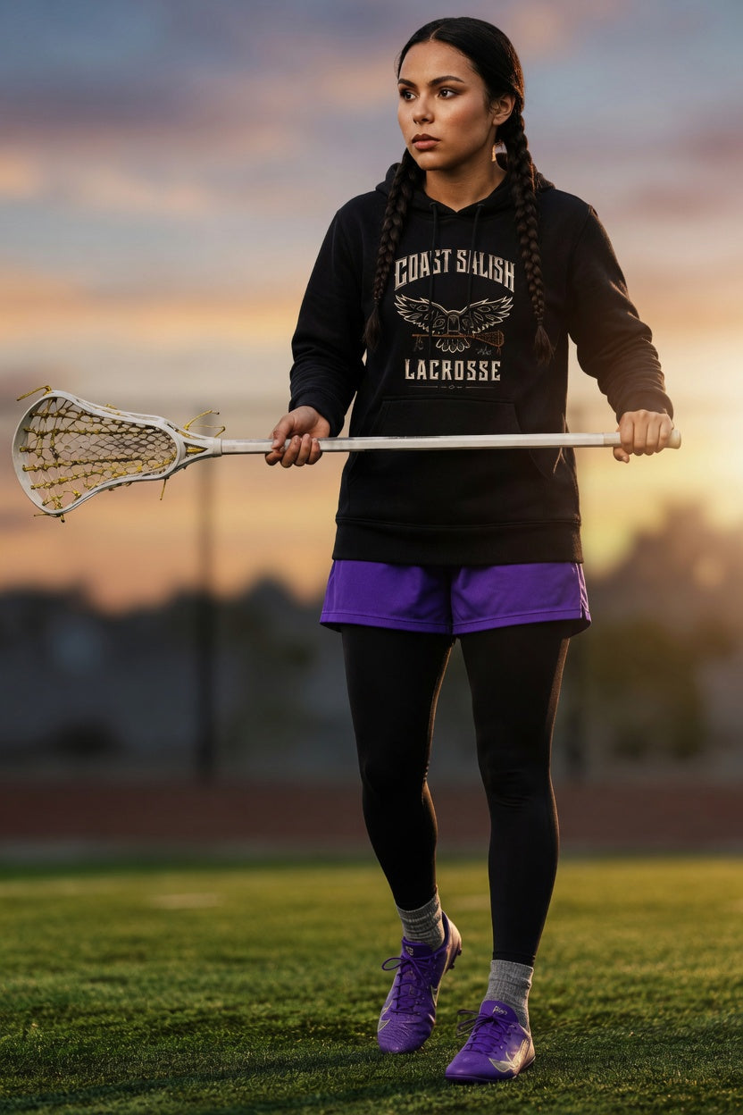 Crows Lacrosse Team Hoodie – Coast Salish Art for Women