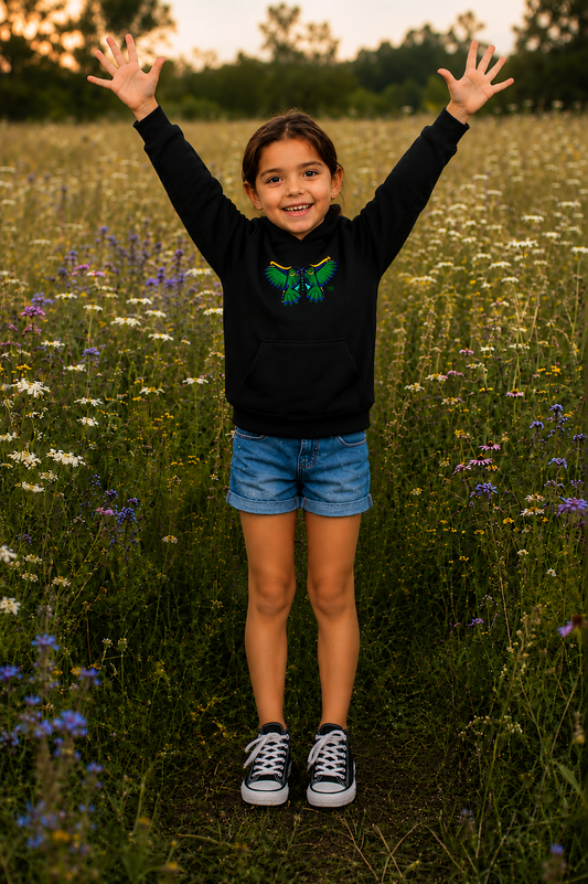 Hummingbird Green Butterfly Kids Hoodie – Coast Salish Art for Children