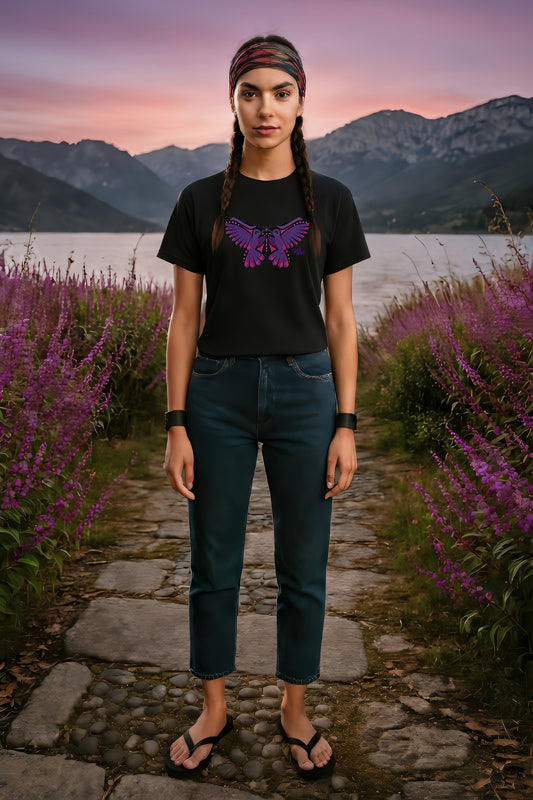 Salish Grant - Hummingbird Purple Butterfly T-Shirt
