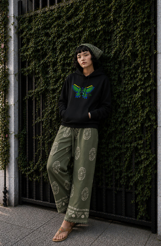Hummingbird Green Butterfly Hoodie – Coast Salish Art for Women