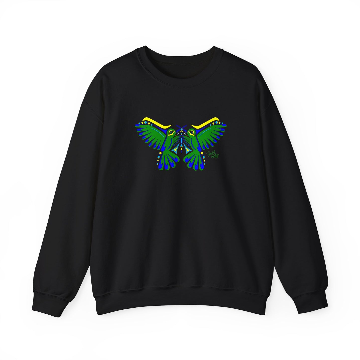 Hummingbird Green Butterfly Sweatshirt – Coast Salish Art for Women