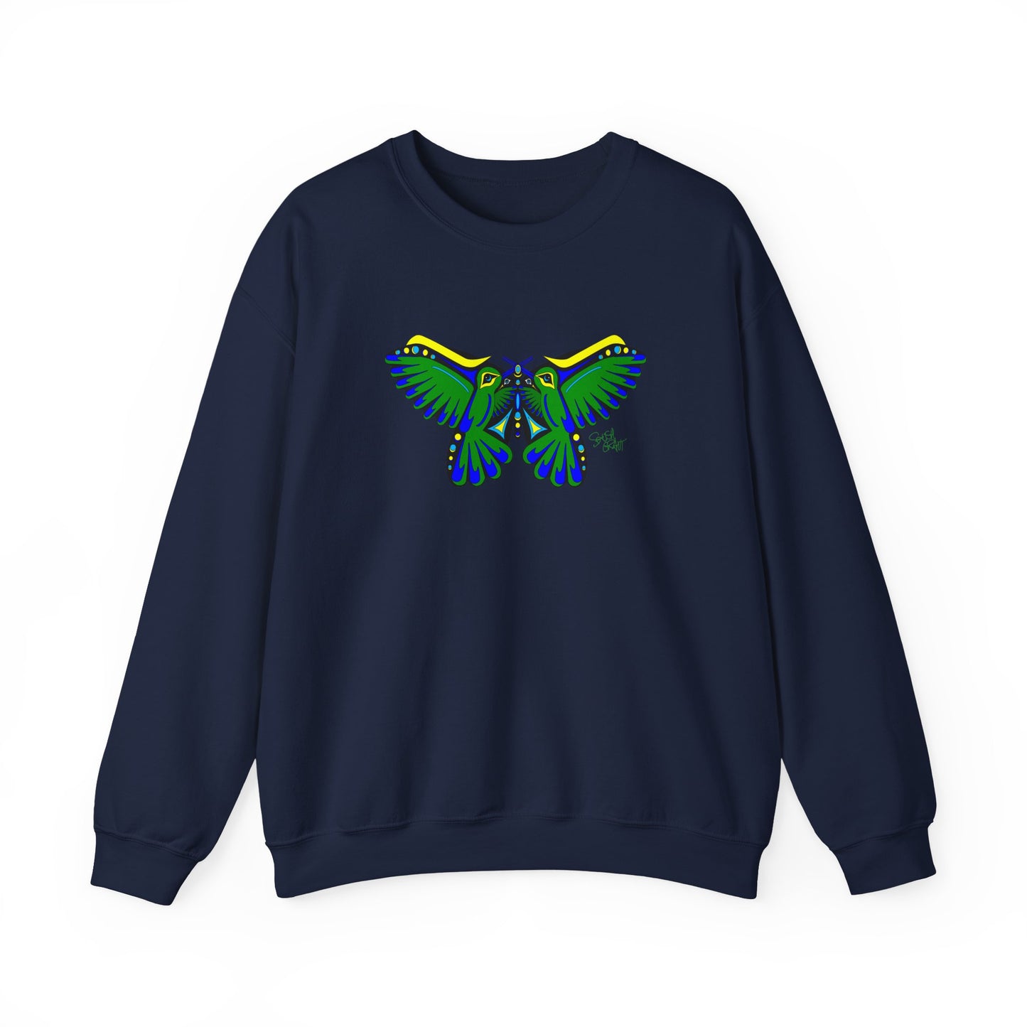 Hummingbird Green Butterfly Sweatshirt – Coast Salish Art for Women