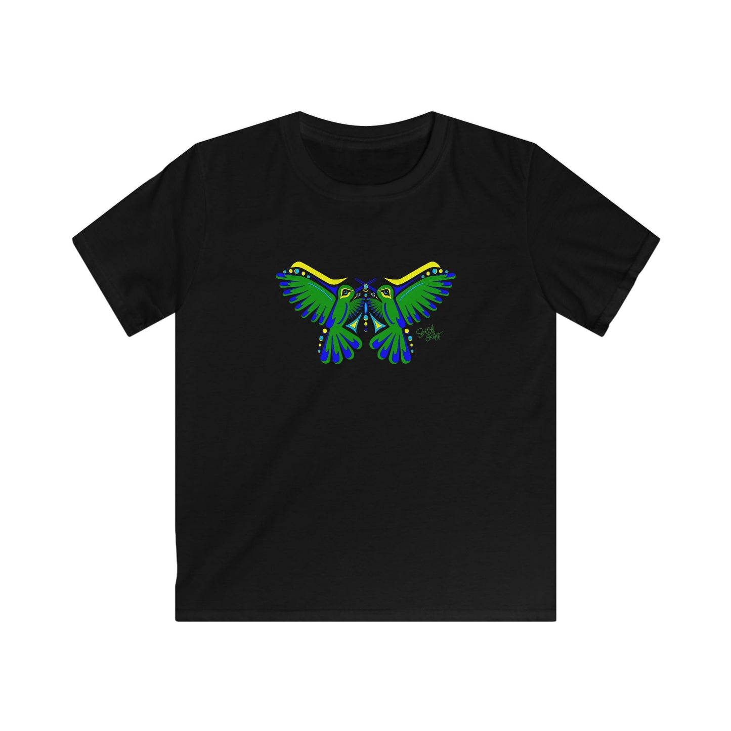 Hummingbird Green Butterfly Kids T-Shirt – Coast Salish Art for Children