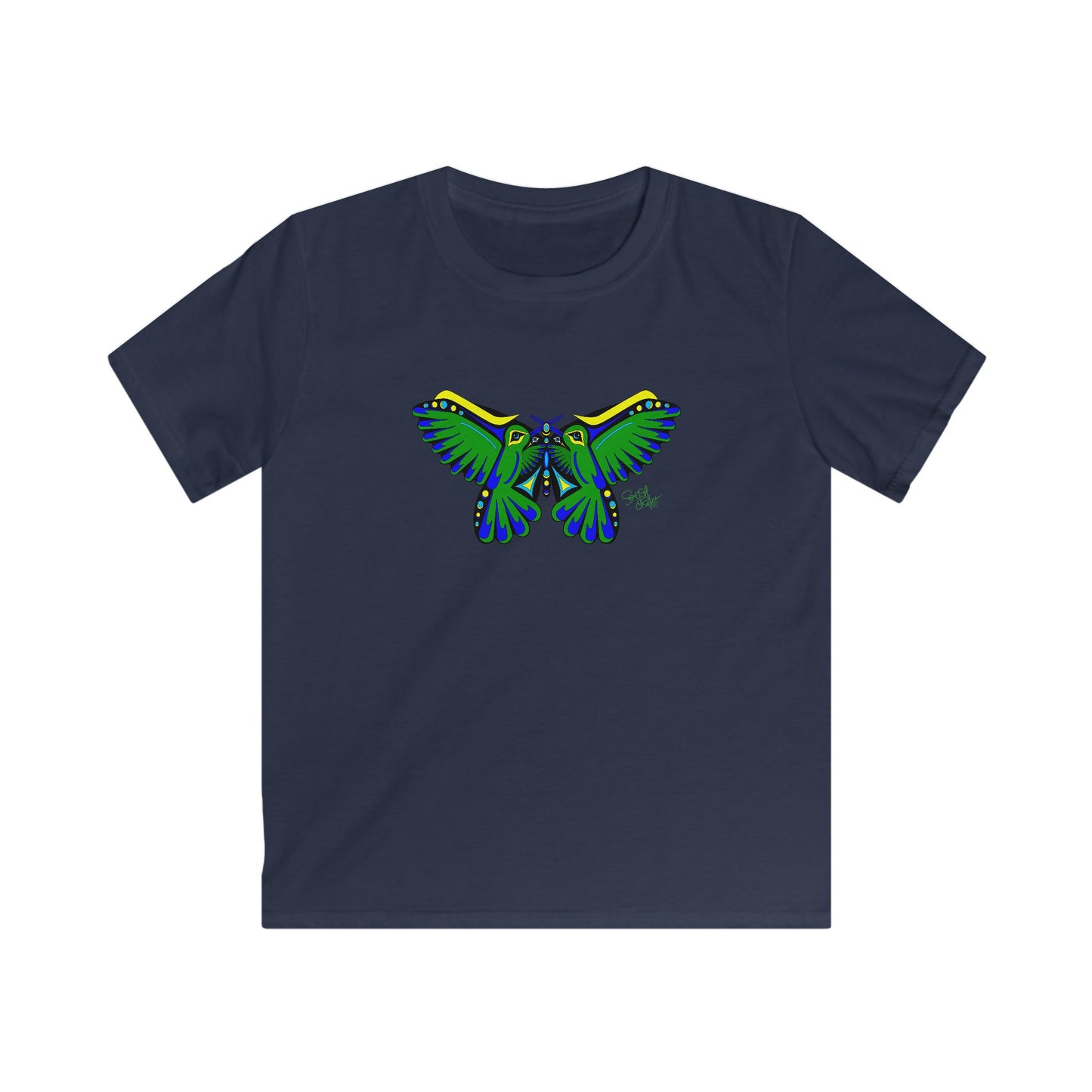 Hummingbird Green Butterfly Kids T-Shirt – Coast Salish Art for Children