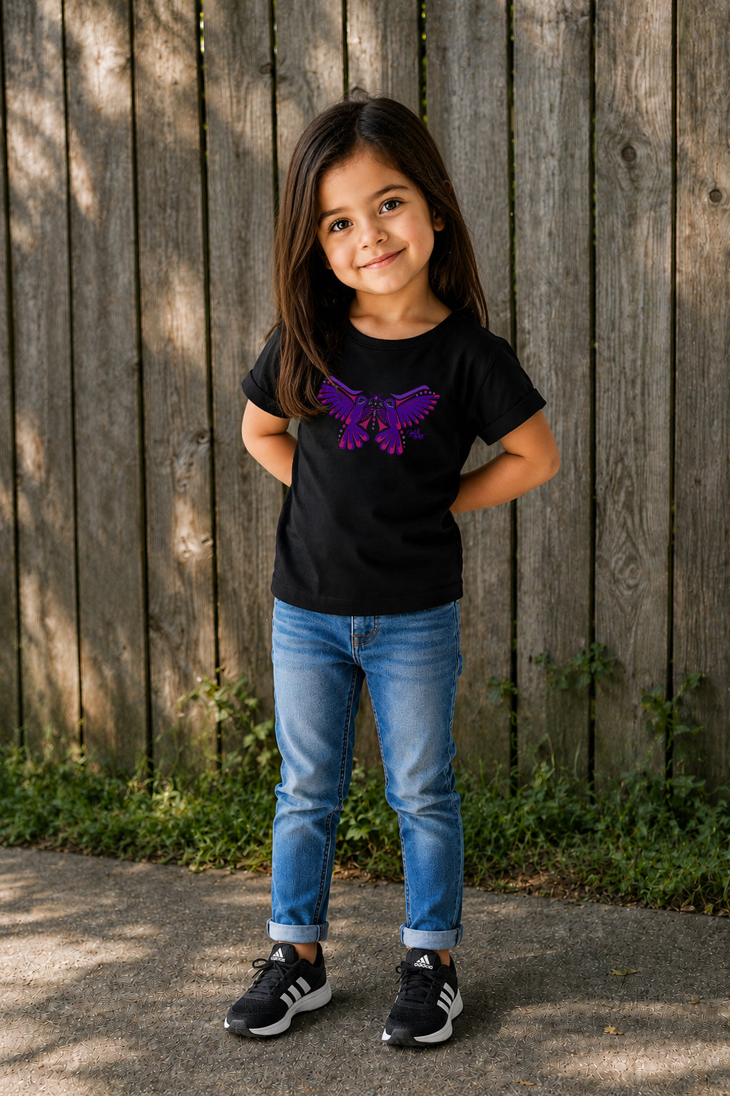 Hummingbird Purple Butterfly Kids T-Shirt – Coast Salish Art for Children