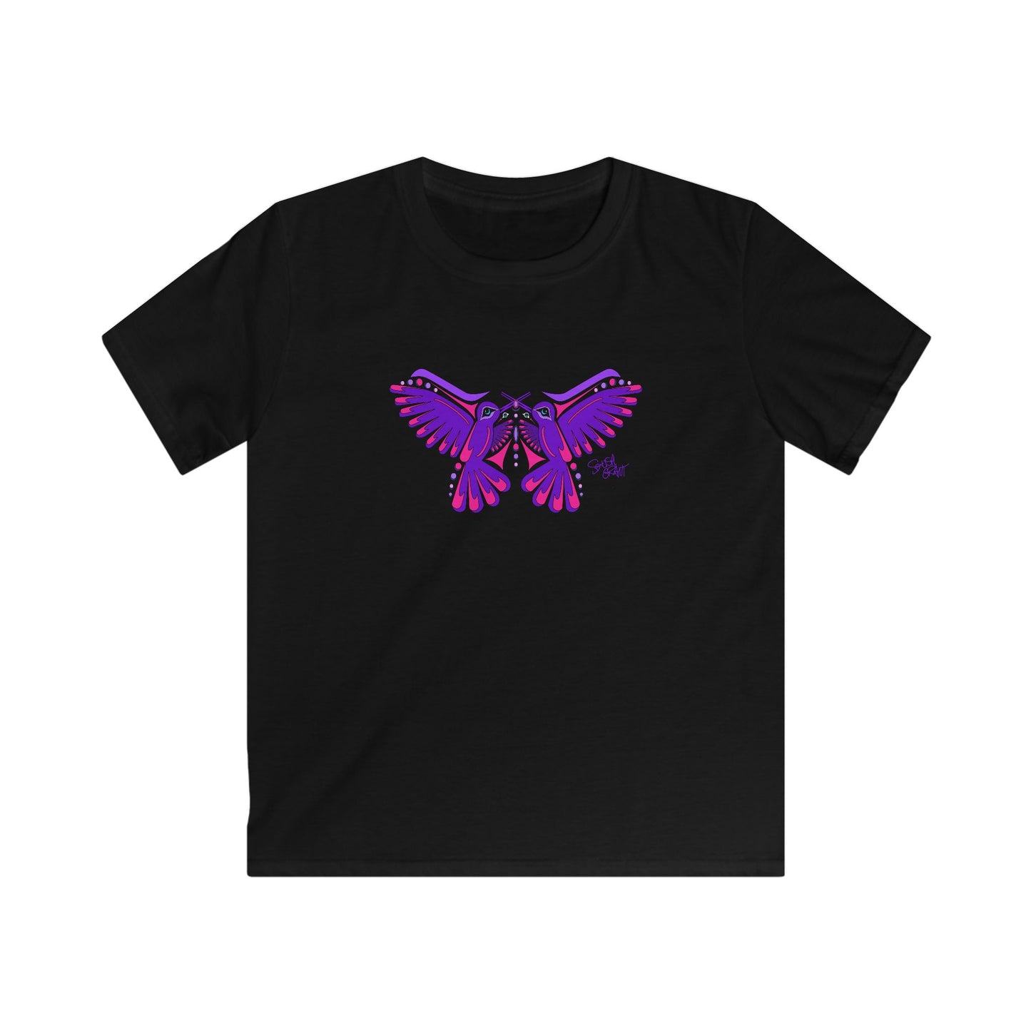 Hummingbird Purple Butterfly Kids T-Shirt – Coast Salish Art for Children