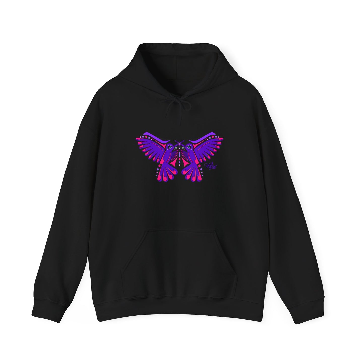 Hummingbird Purple Butterfly Hoodie – Coast Salish Art for Women