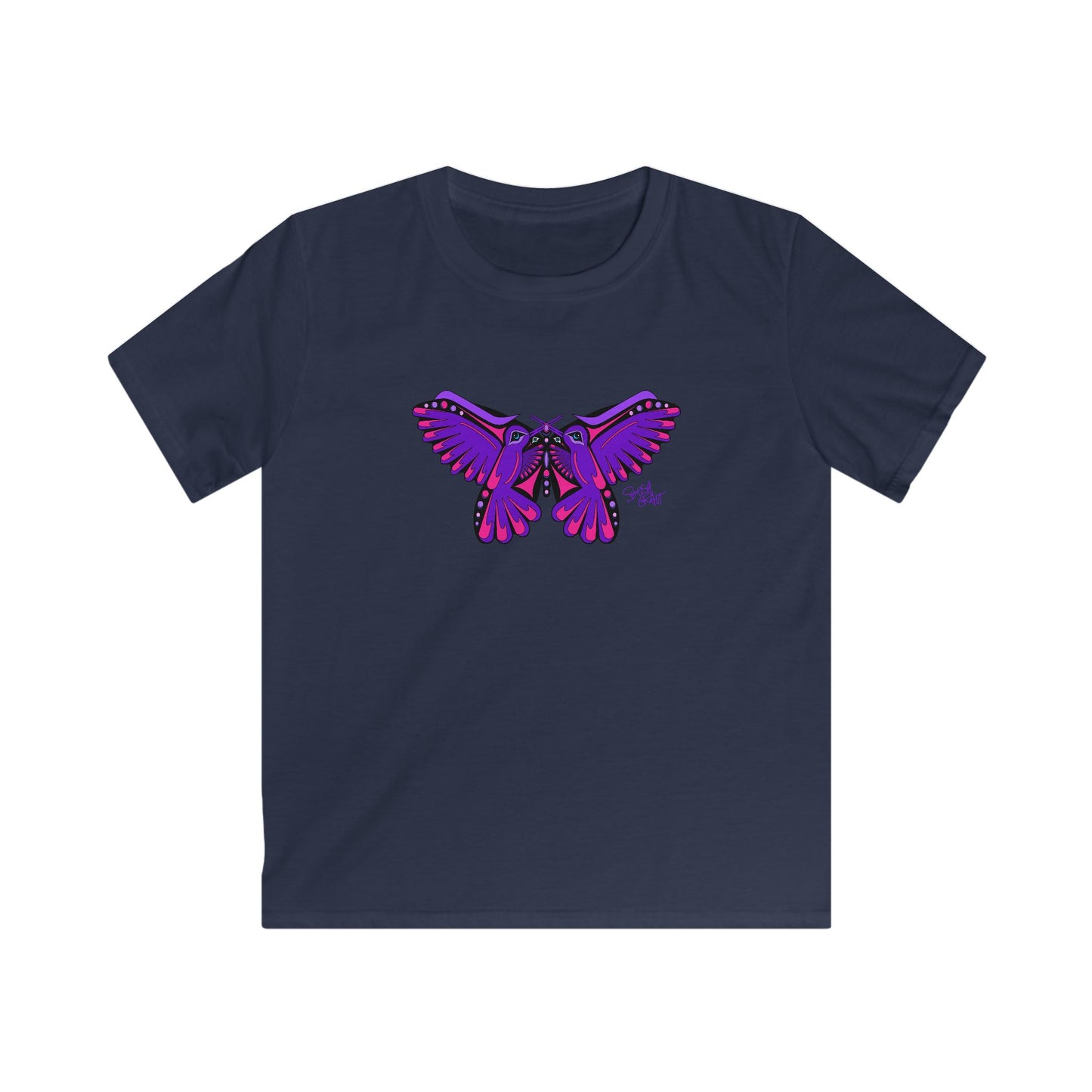 Hummingbird Purple Butterfly Kids T-Shirt – Coast Salish Art for Children