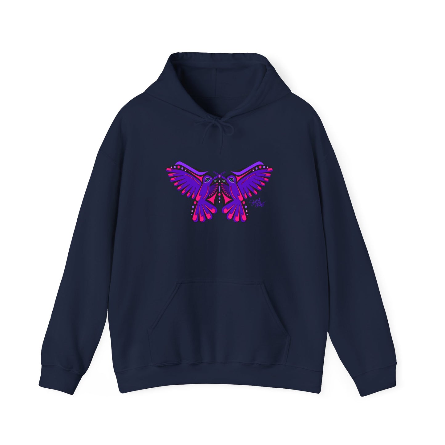 Hummingbird Purple Butterfly Hoodie – Coast Salish Art for Women