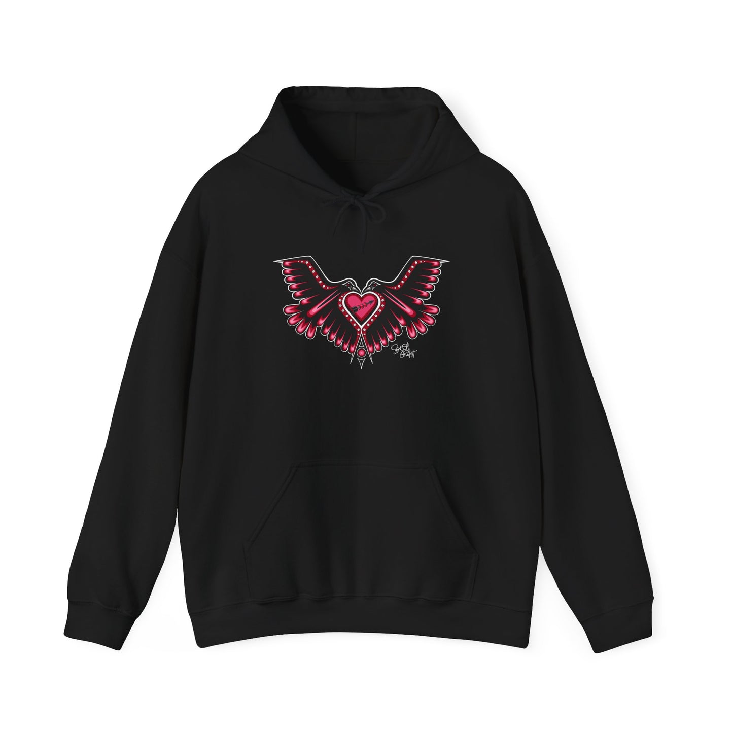 Love Birds Heart Hoodie – One I Am One With Coast Salish Art for Women