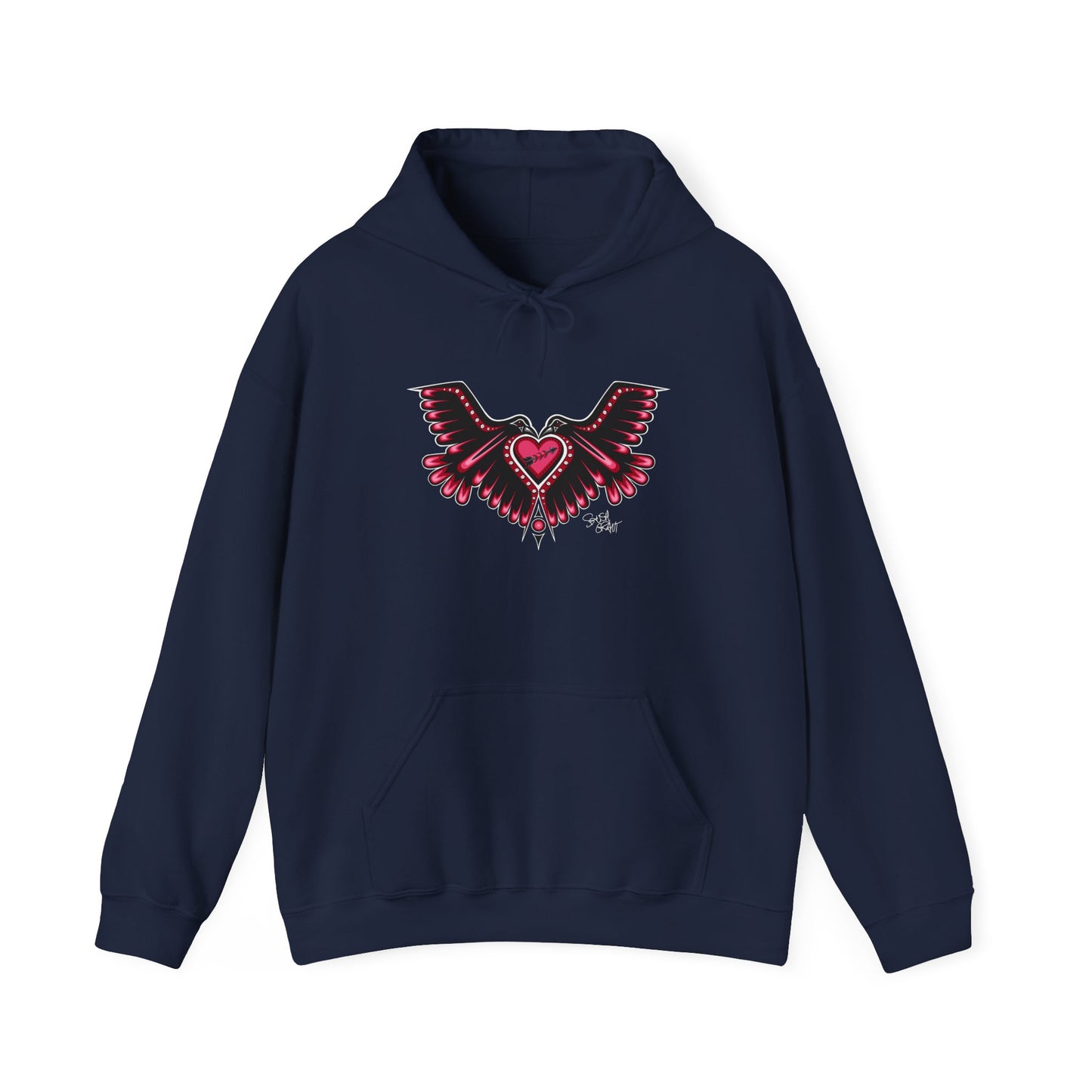 Love Birds Heart Hoodie – One I Am One With Coast Salish Art for Women