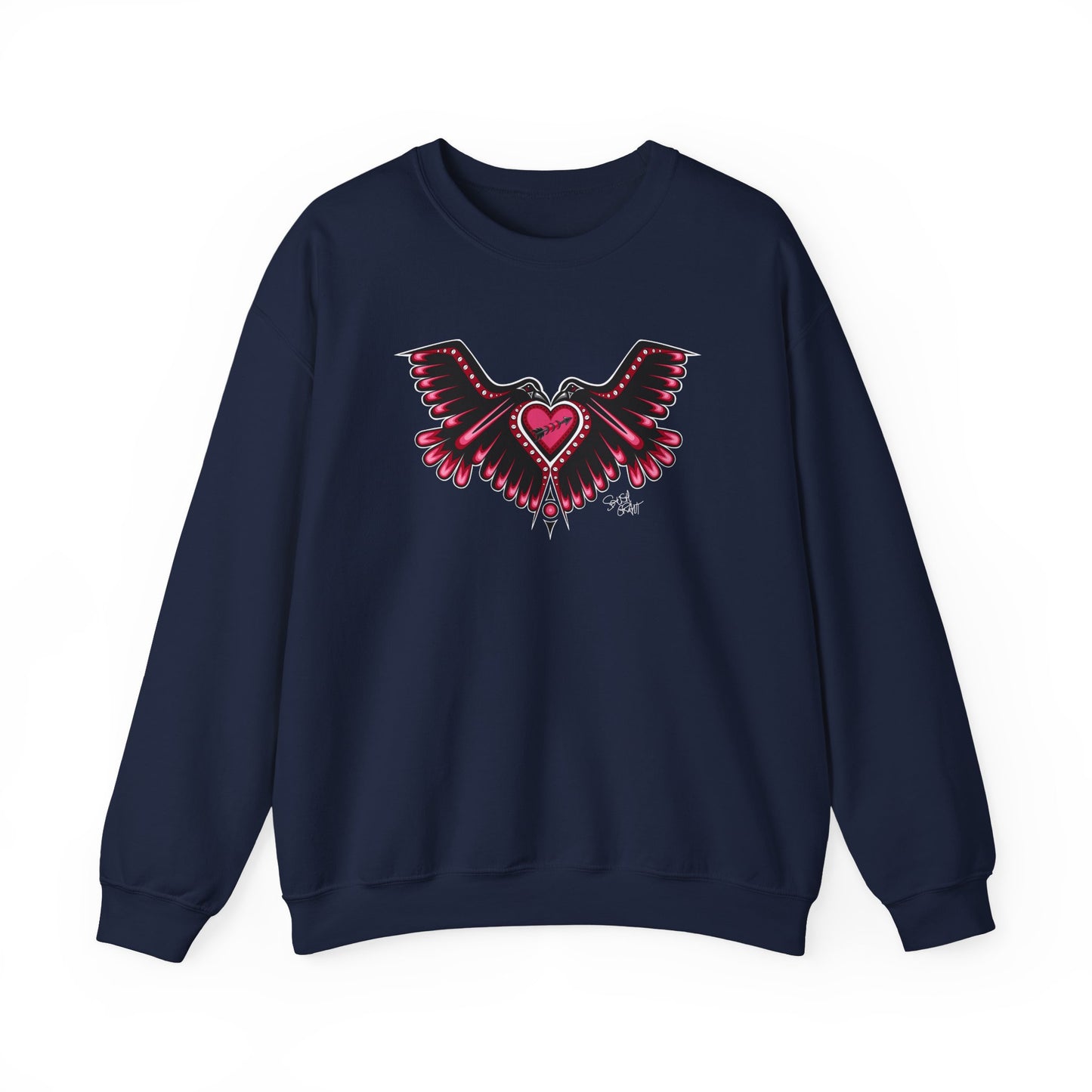 Love Birds Heart Sweatshirt – One I Am One With Coast Salish Art for Women