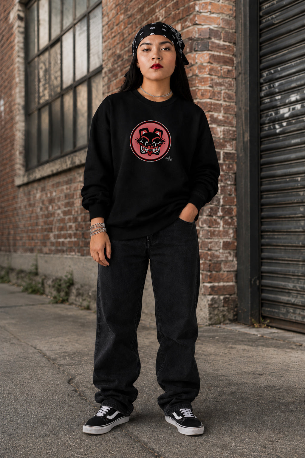 Mama Bear Baller Sweatshirt – Coast Salish Bear Head Circle Crest for Women