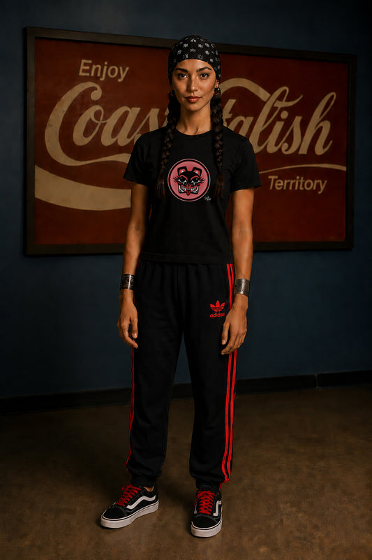 Mama Bear Baller Circle Crest T-Shirt – Coast Salish Bear Head Art for Women