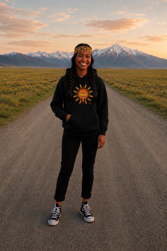 Summer Solstice Hoodie – Coast Salish Sun Art for Women