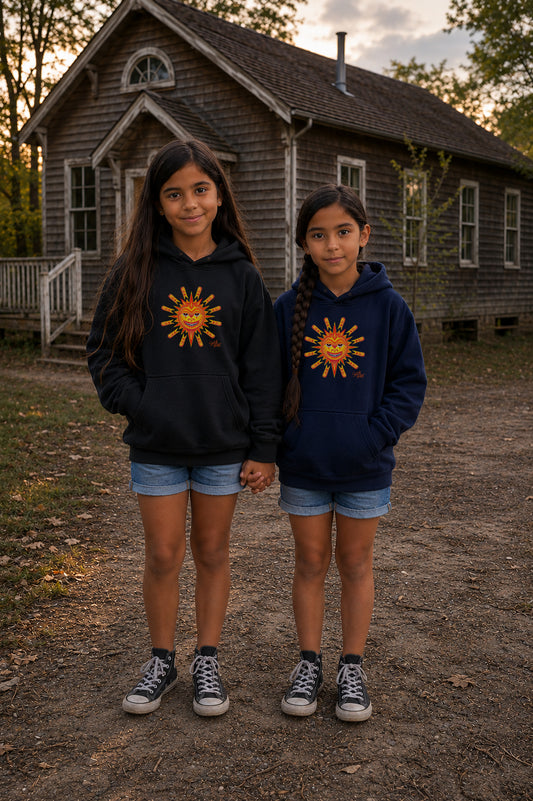 Summer Solstice Kids Hoodie – Coast Salish Sun Art for Children