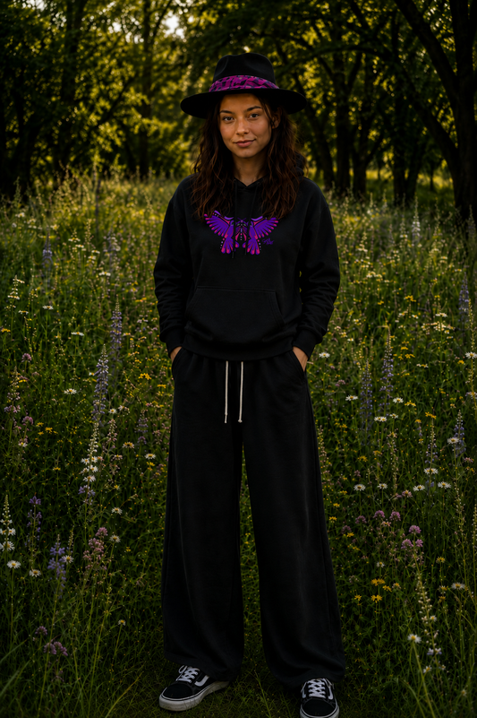 Hummingbird Purple Butterfly Hoodie – Coast Salish Art for Women