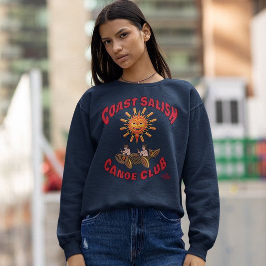Coast Salish Canoe Club Sweatshirt – Indigenous Canoe Art for Women