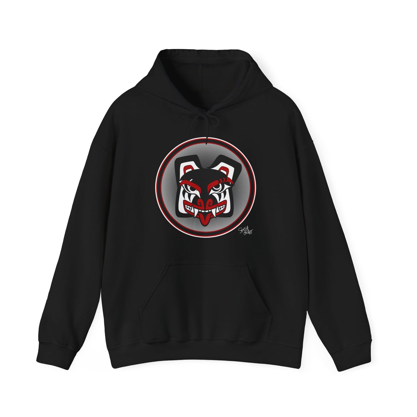 Papa Bear Baller Hoodie – Coast Salish Bear Head Circle Crest for Men