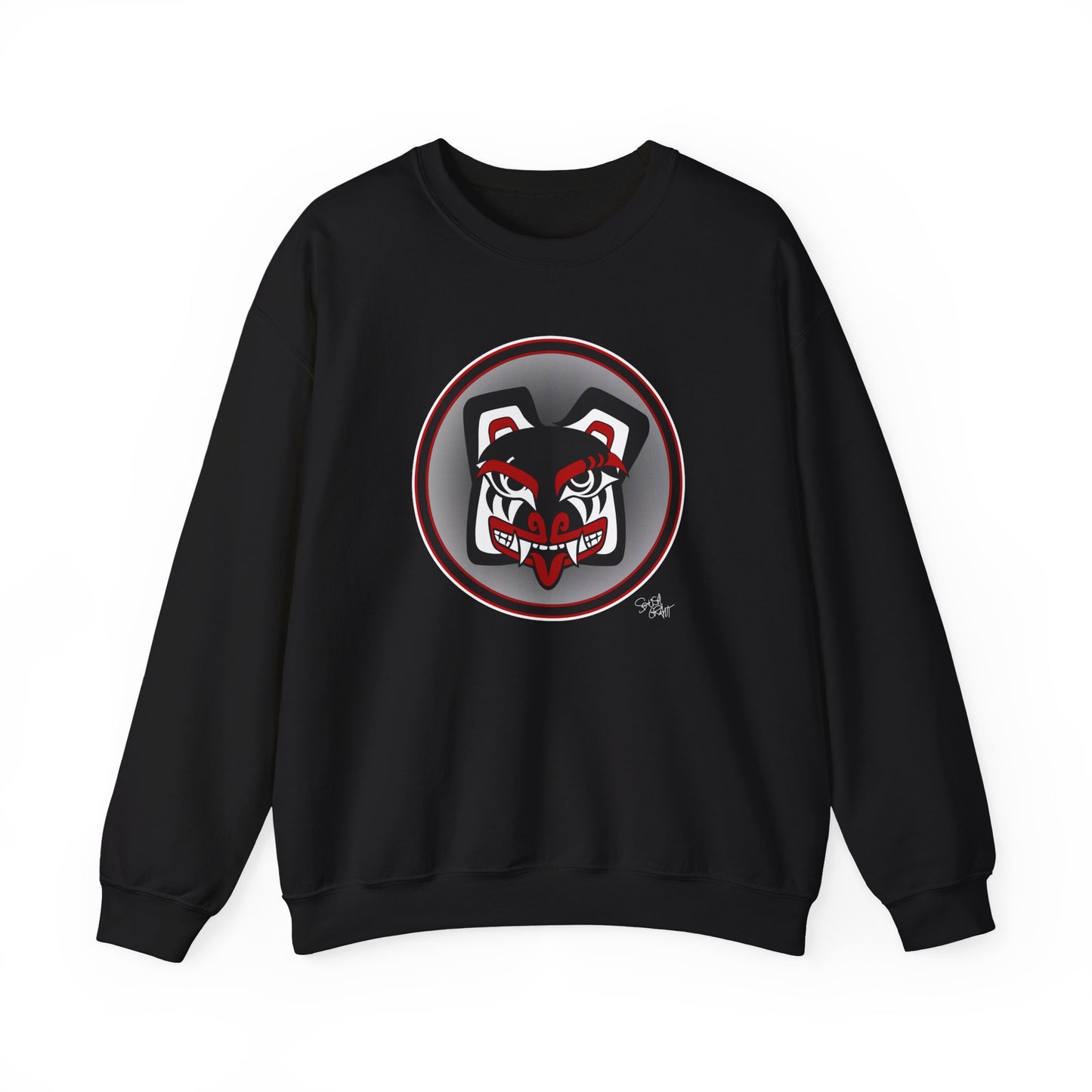 Papa Bear Baller Sweatshirt – Coast Salish Bear Head Circle Crest for Men