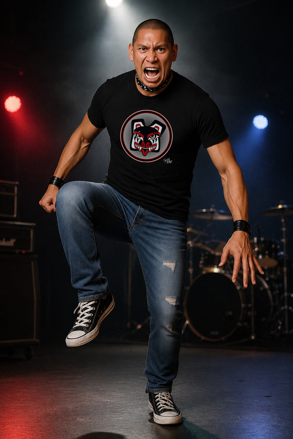Papa Bear Baller Circle Crest T-Shirt – Coast Salish Bear Head Art for Men