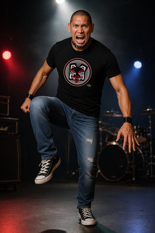 Papa Bear Baller Circle Crest T-Shirt – Coast Salish Bear Head Art for Men