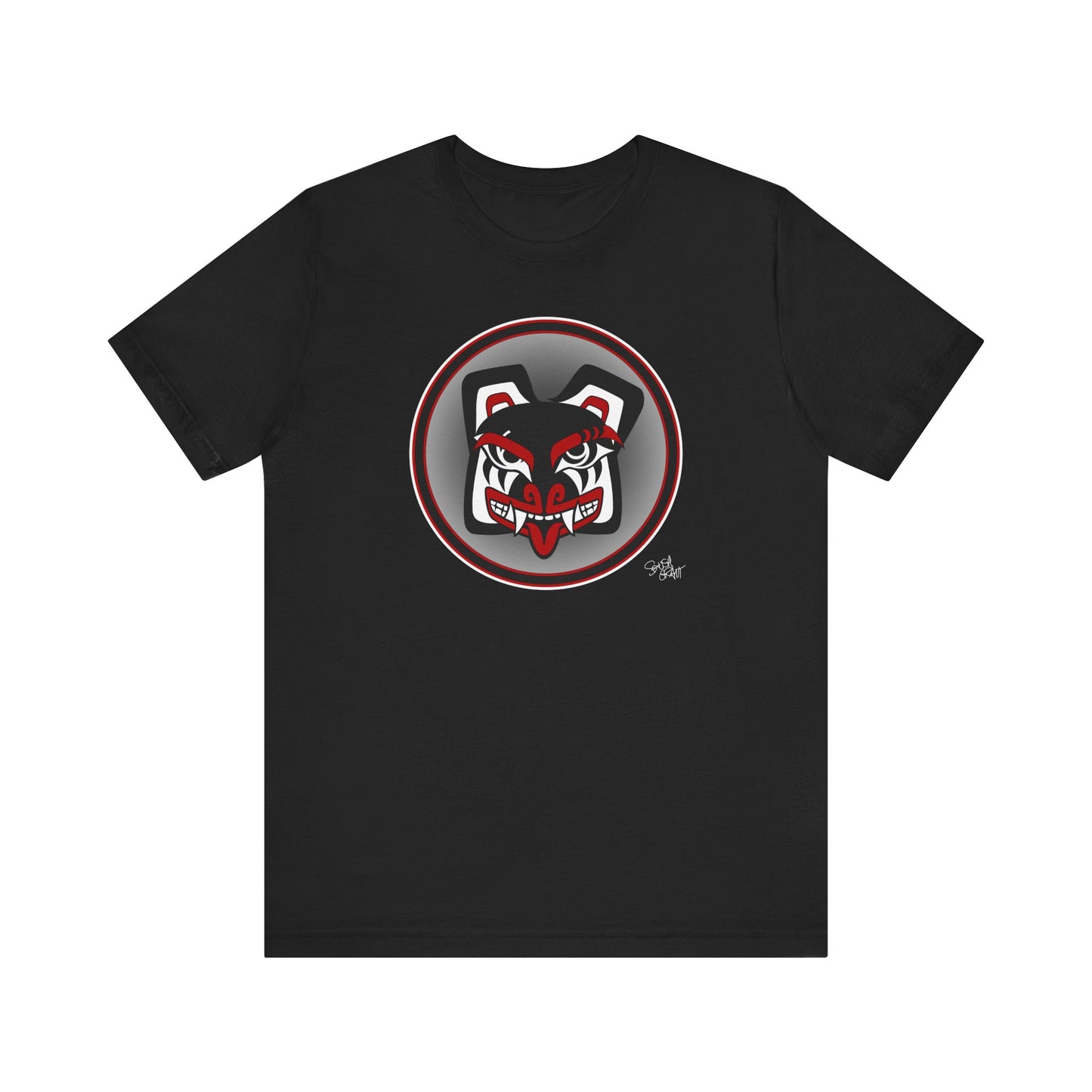 Papa Bear Baller Circle Crest T-Shirt – Coast Salish Bear Head Art for Men
