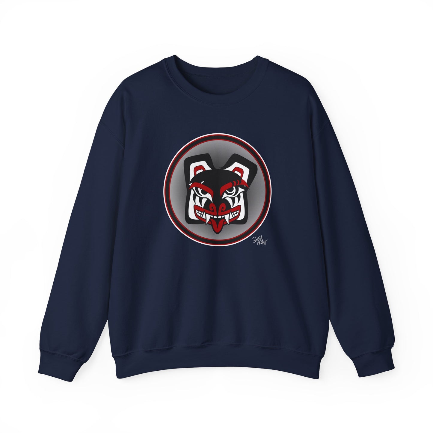 Papa Bear Baller Sweatshirt – Coast Salish Bear Head Circle Crest for Men