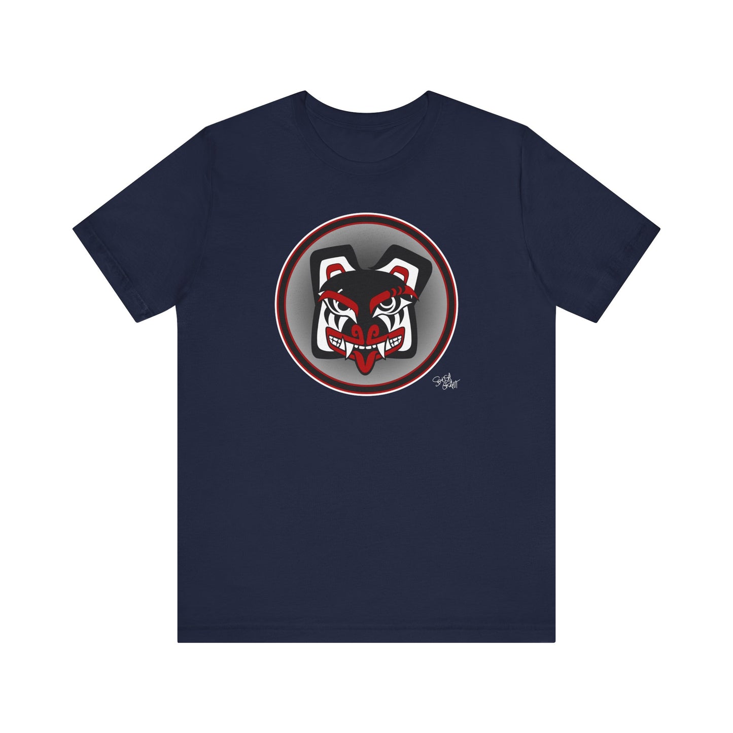 Papa Bear Baller Circle Crest T-Shirt – Coast Salish Bear Head Art for Men