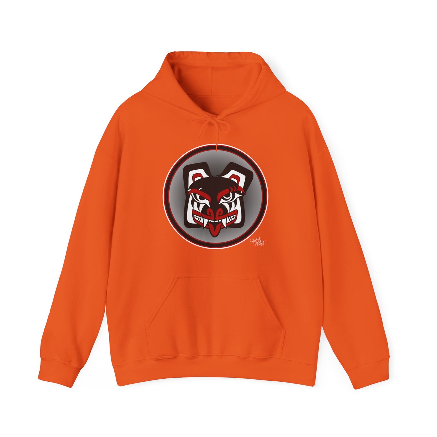 Papa Bear Baller Hoodie – Coast Salish Bear Head Circle Crest for Men