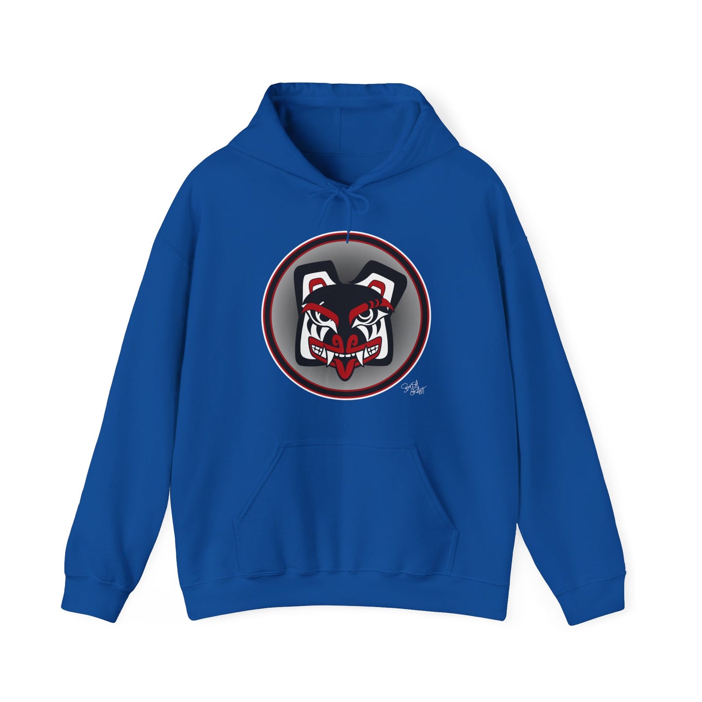 Papa Bear Baller Hoodie – Coast Salish Bear Head Circle Crest for Men