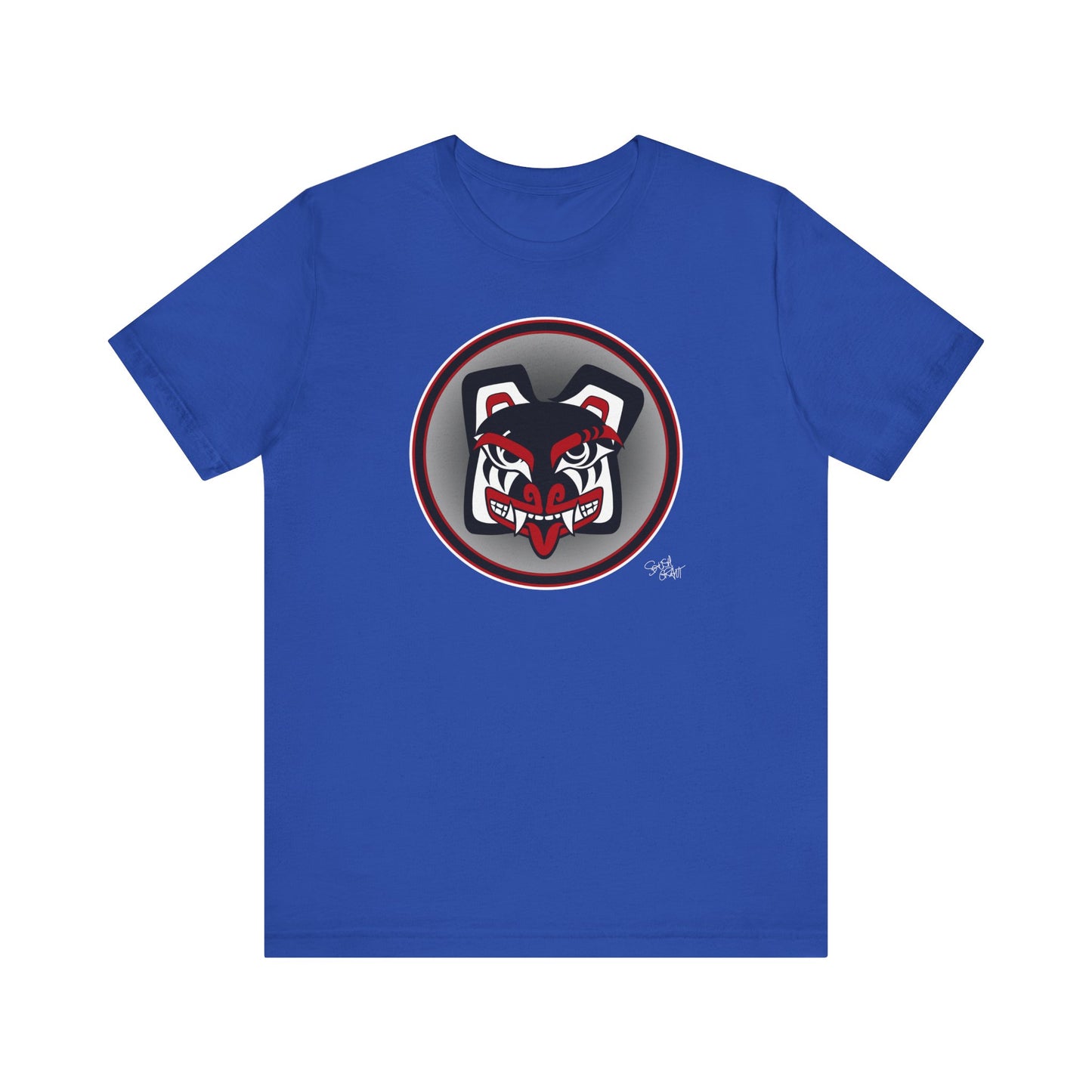 Papa Bear Baller Circle Crest T-Shirt – Coast Salish Bear Head Art for Men