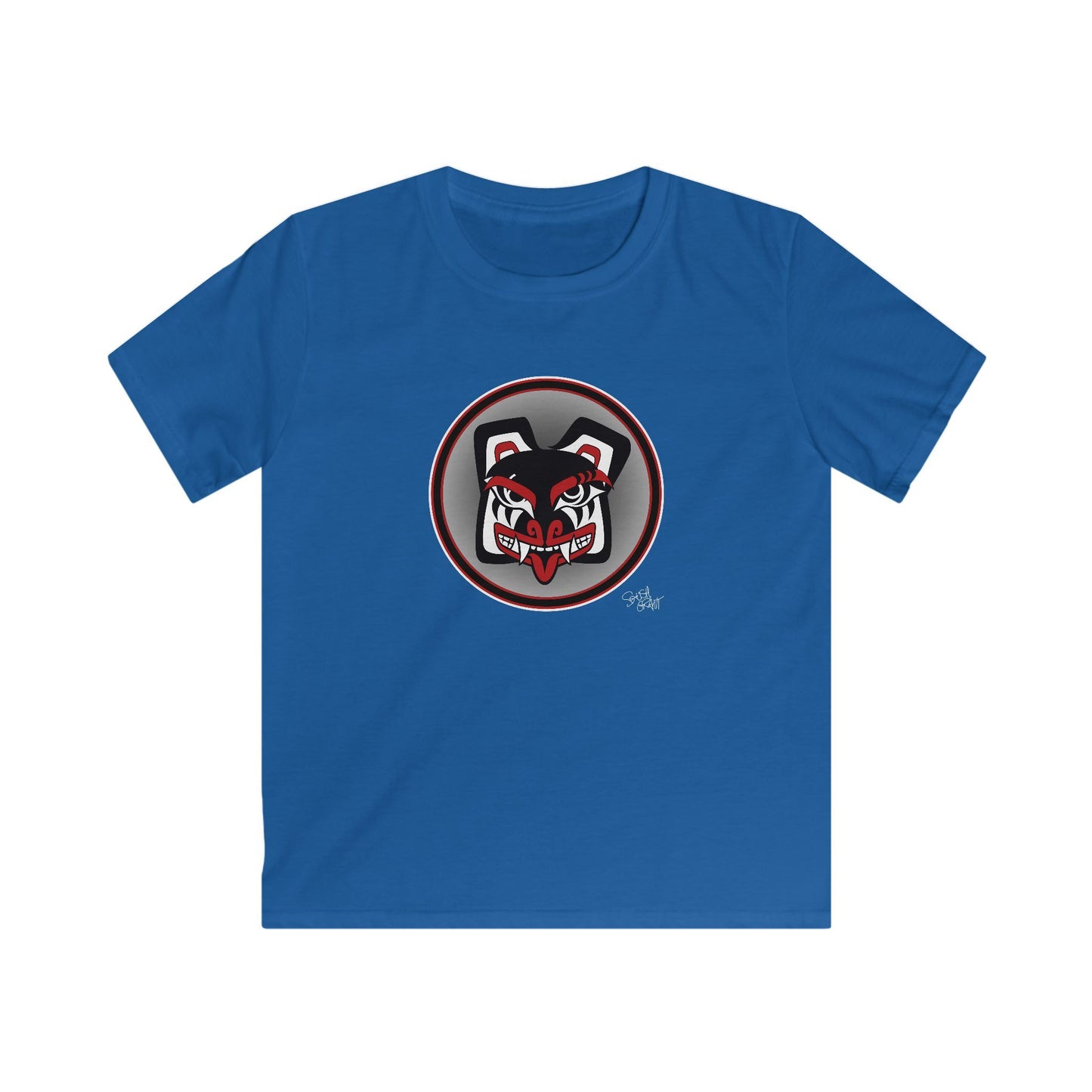 Papa Bear Baller Kids T-Shirt – Coast Salish Bear Head Circle Crest for Children