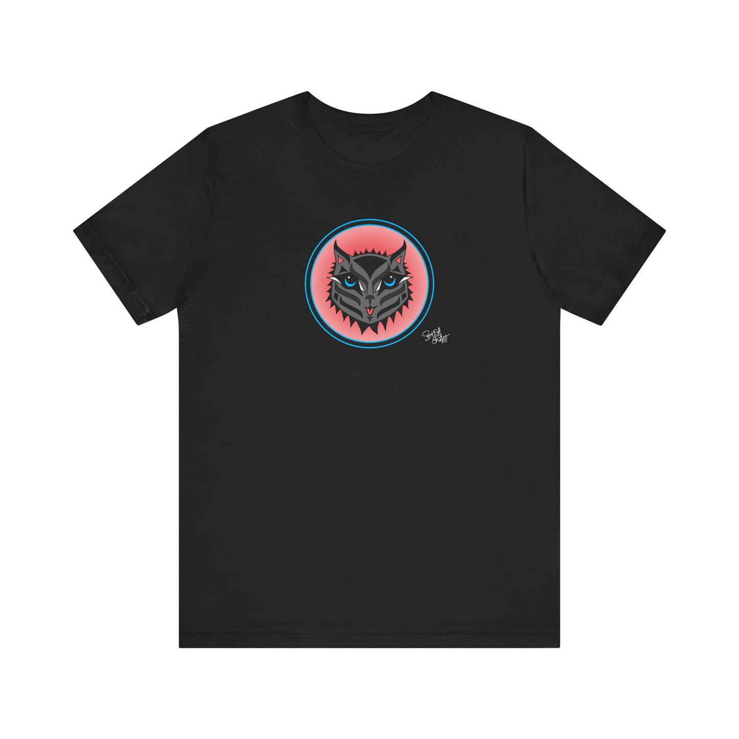 Boujee Rez Cat Salmon Baller Circle Crest T-Shirt – Coast Salish Cat Art for Women