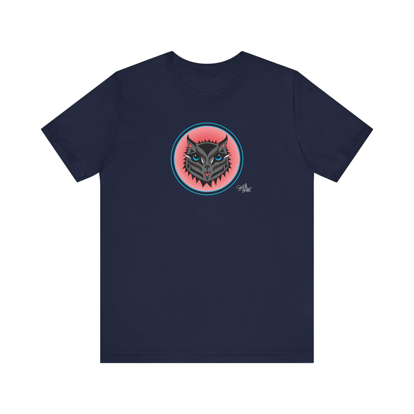 Boujee Rez Cat Salmon Baller Circle Crest T-Shirt – Coast Salish Cat Art for Women