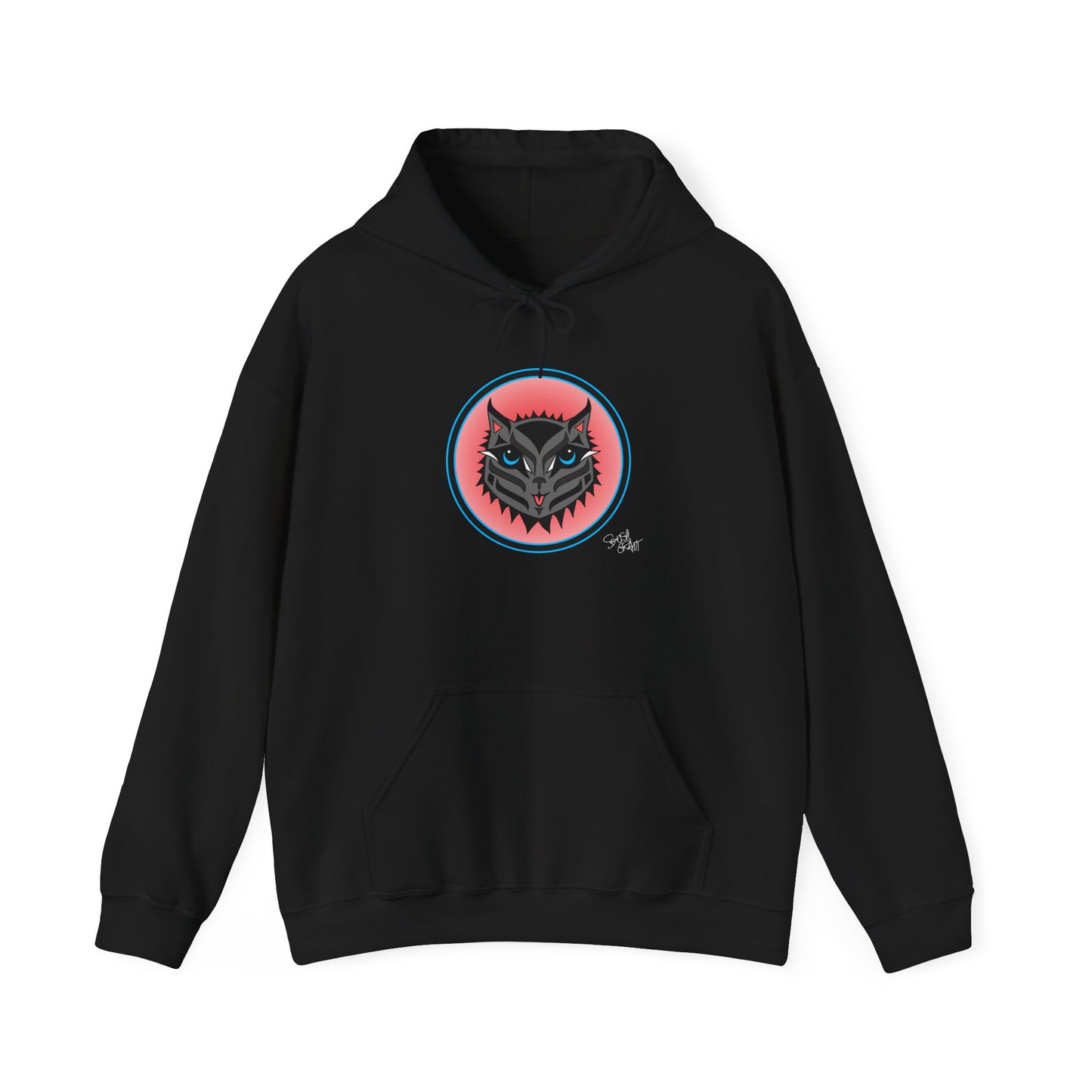 Boujee Rez Cat Salmon Baller Hoodie – Coast Salish Cat Circle Crest for Women