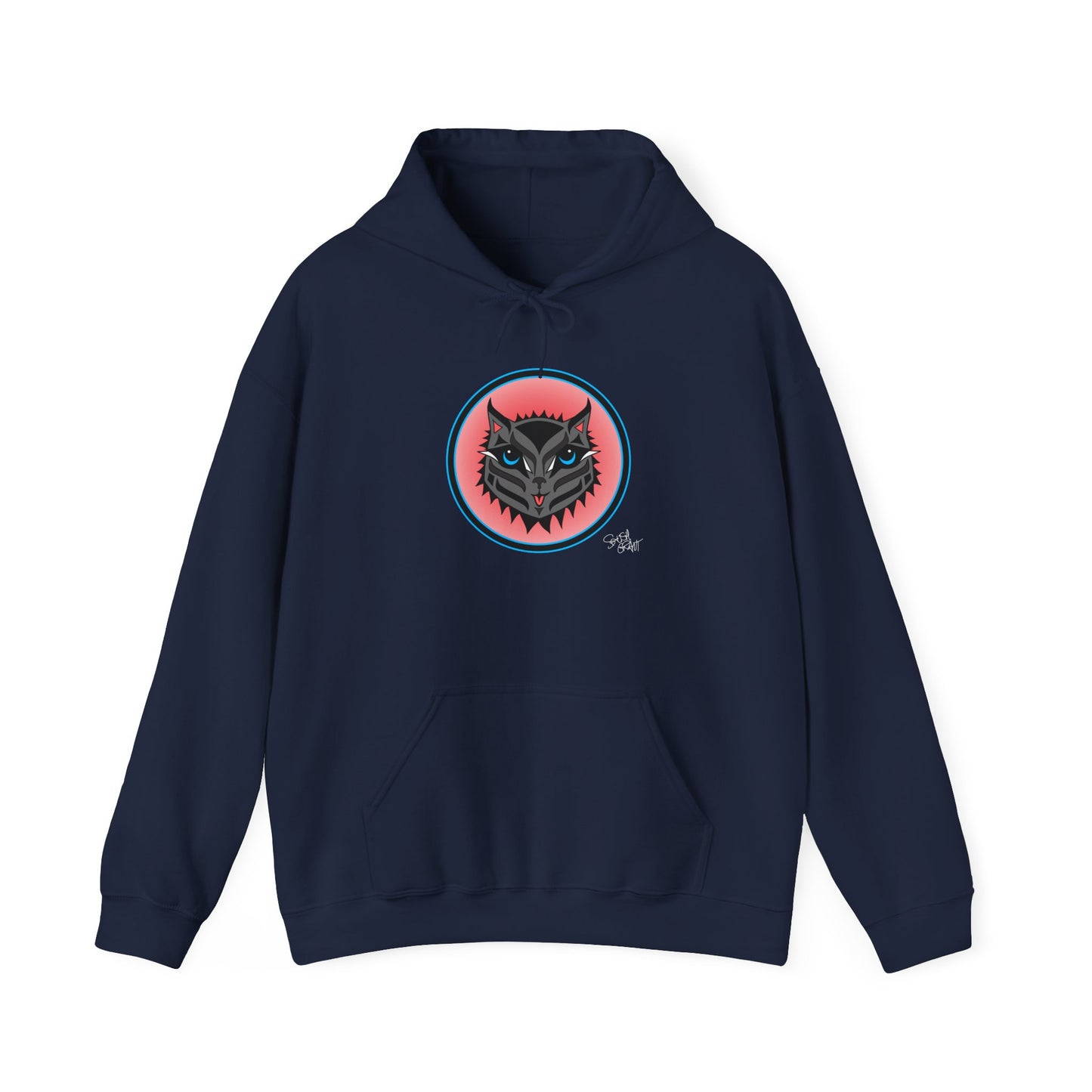 Boujee Rez Cat Salmon Baller Hoodie – Coast Salish Cat Circle Crest for Women