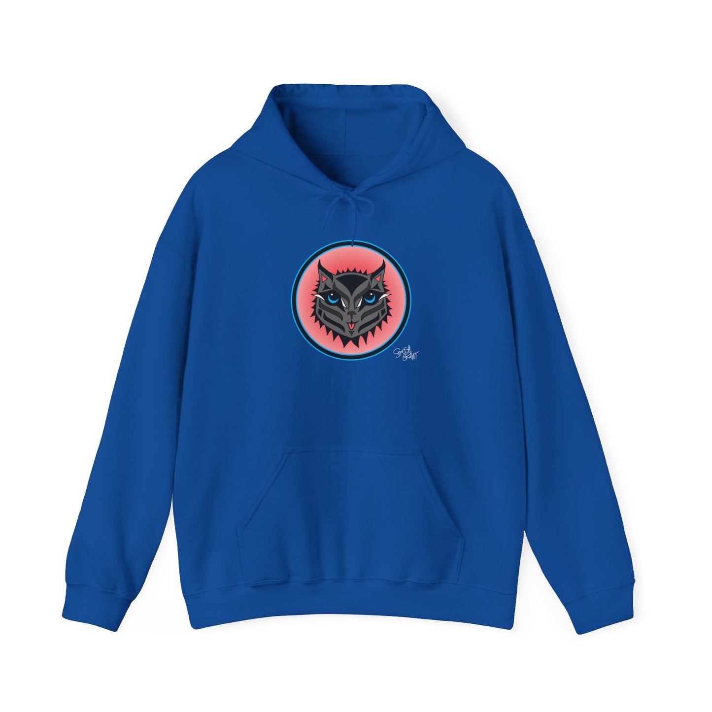 Boujee Rez Cat Salmon Baller Hoodie – Coast Salish Cat Circle Crest for Women