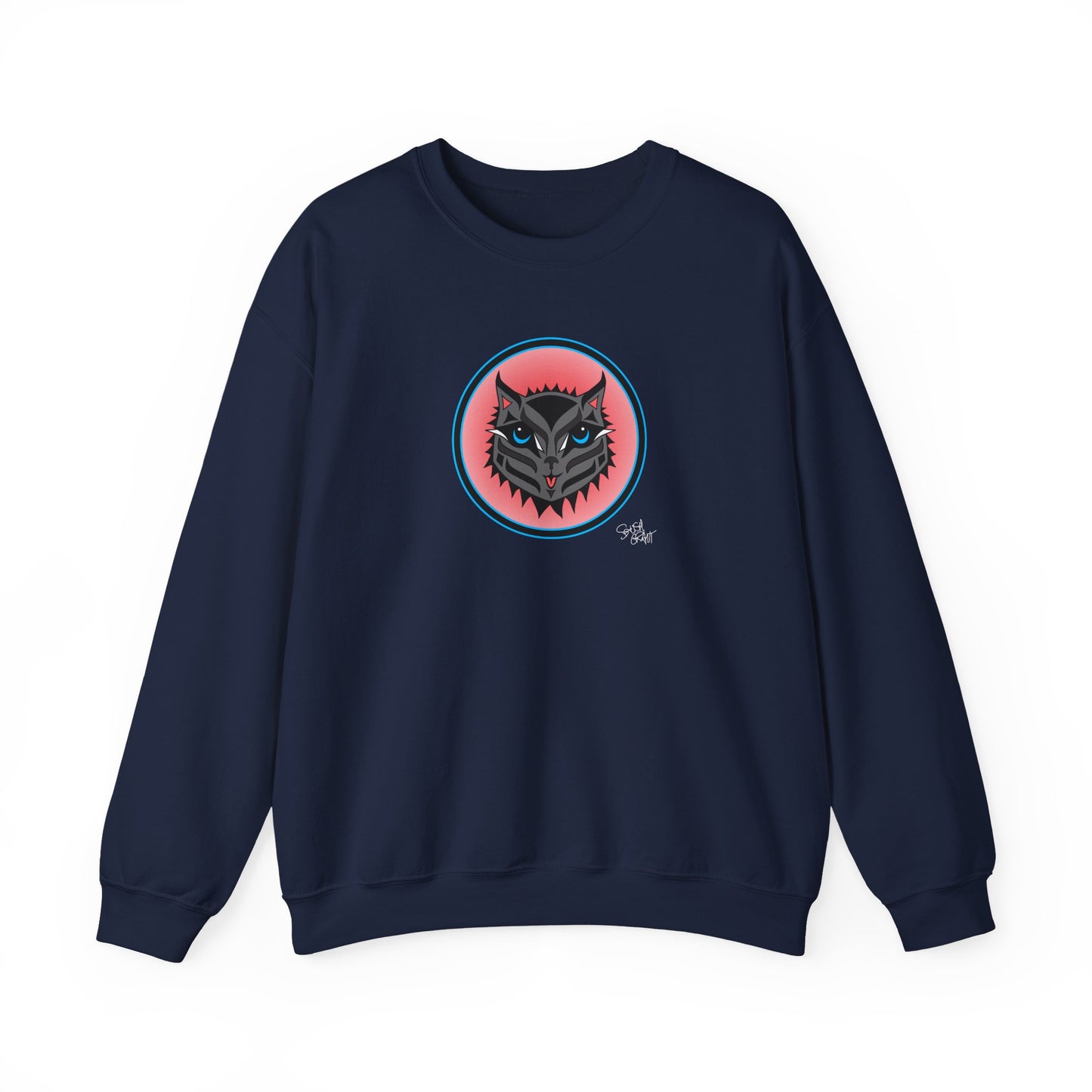Boujee Rez Cat Salmon Baller Sweatshirt – Coast Salish Cat Circle Crest for Women