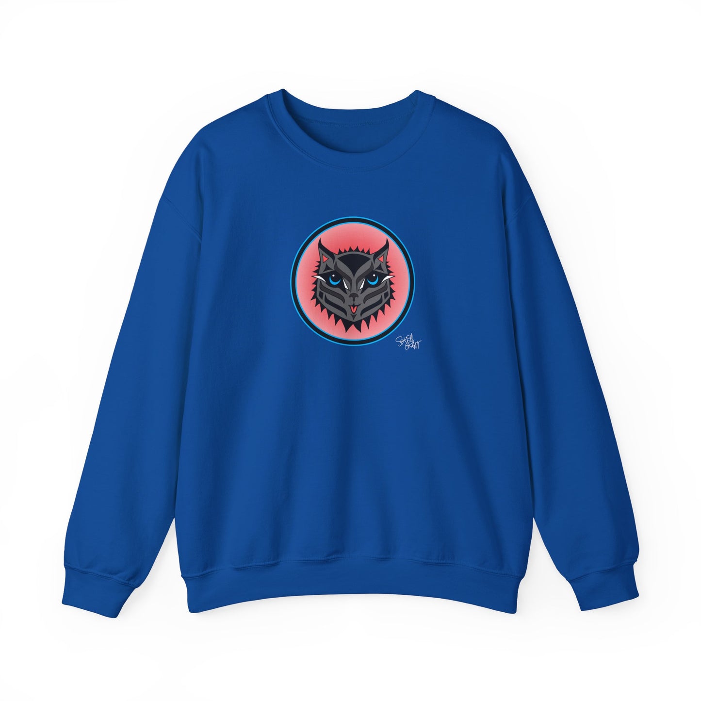 Boujee Rez Cat Salmon Baller Sweatshirt – Coast Salish Cat Circle Crest for Women