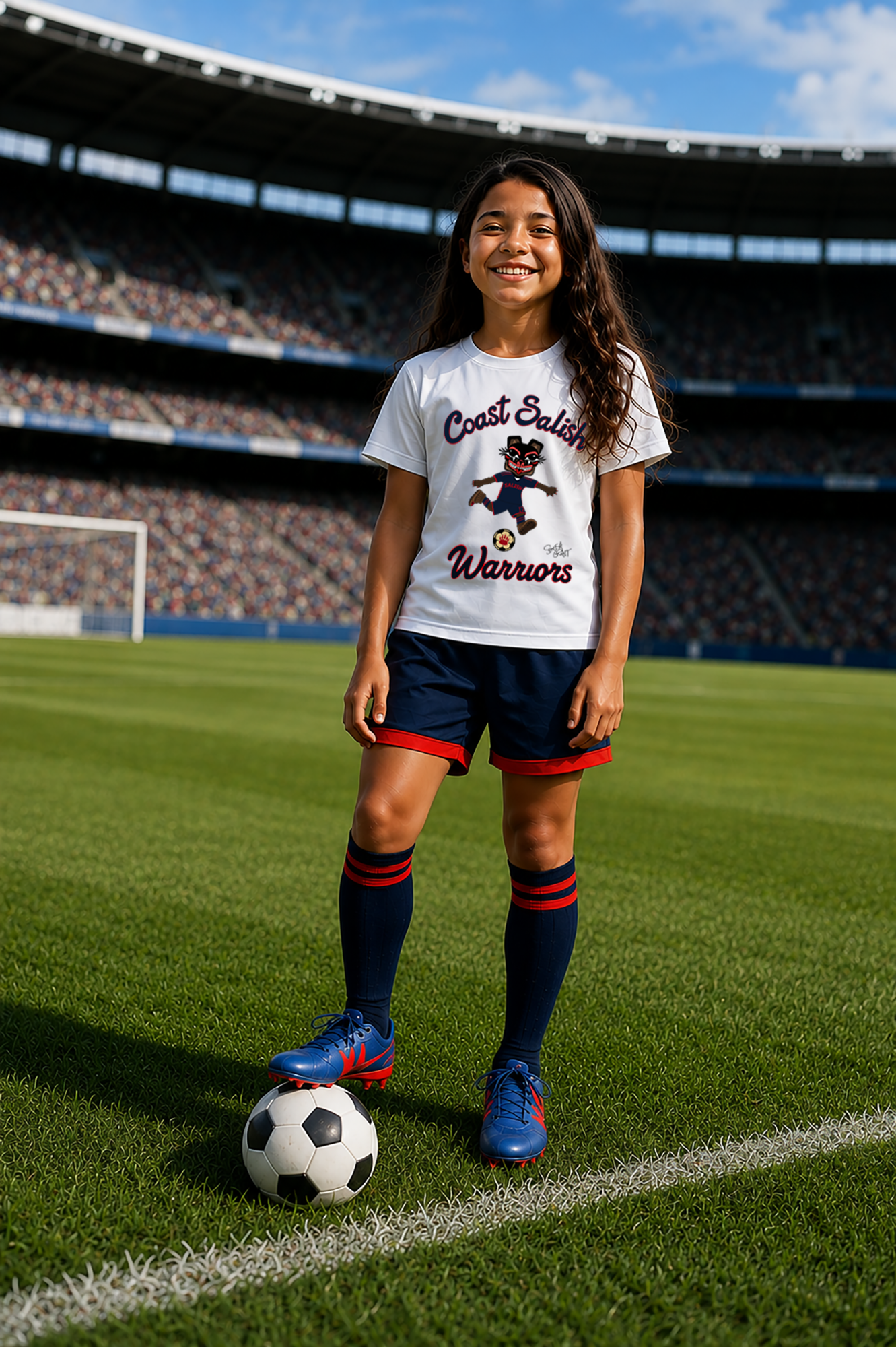 Coast Salish Warriors Soccer Girl's T-Shirt – Coast Salish Sportswear for Children