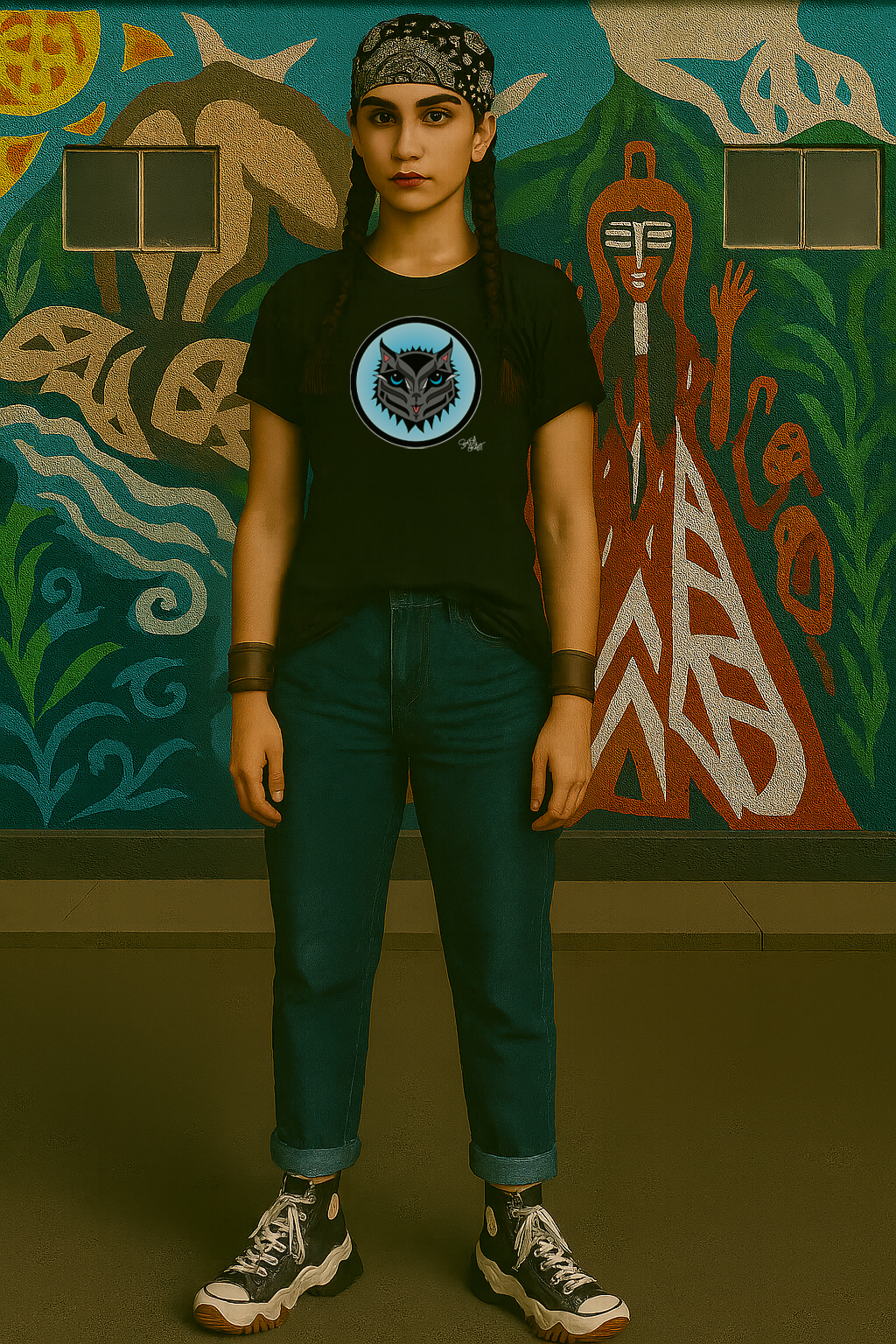 Salish Grant - Boujee Rez Cat Blue Baller T-Shirt