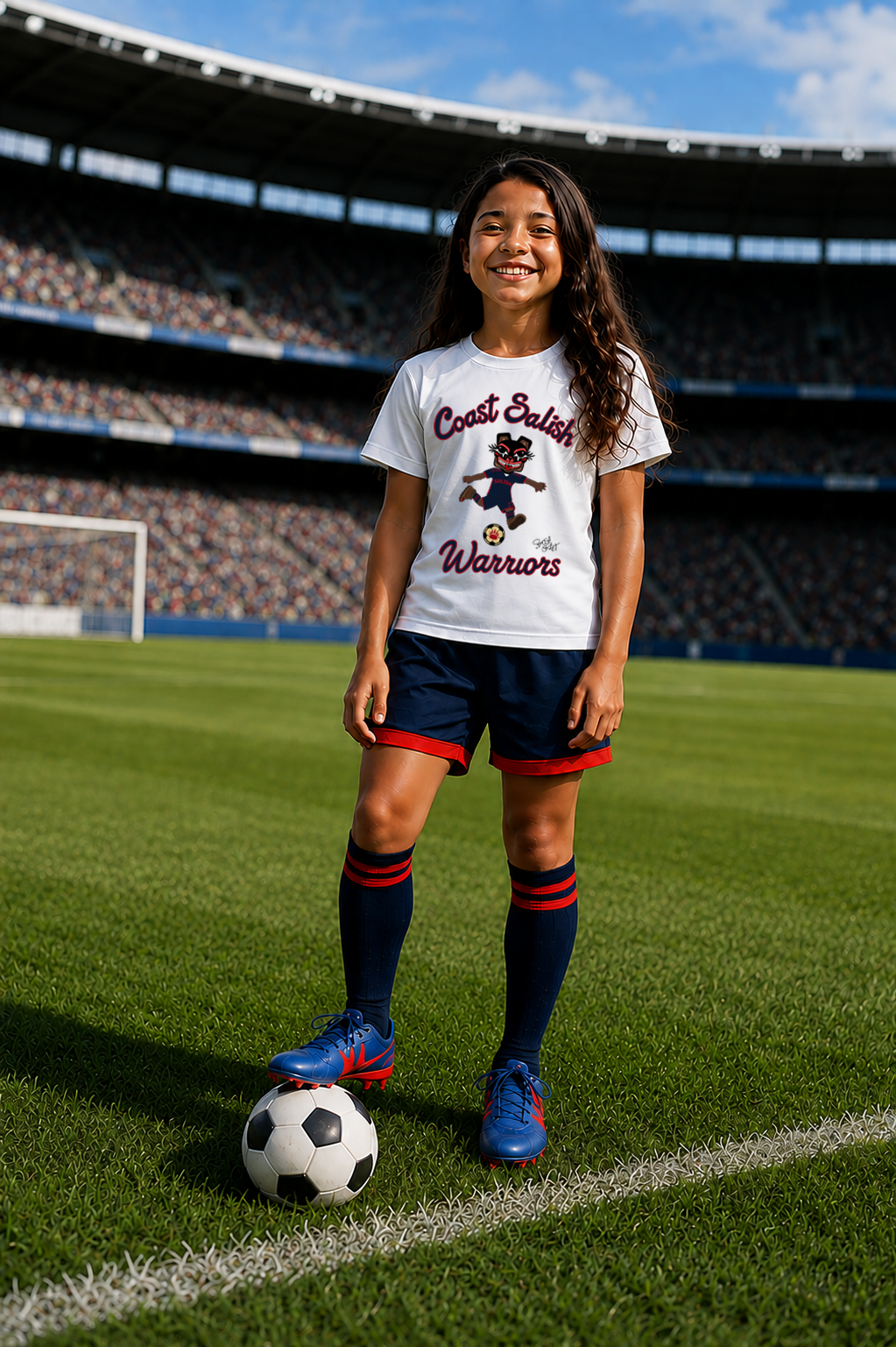 Coast Salish Warriors Soccer Girl's T-Shirt – Coast Salish Sportswear for Children