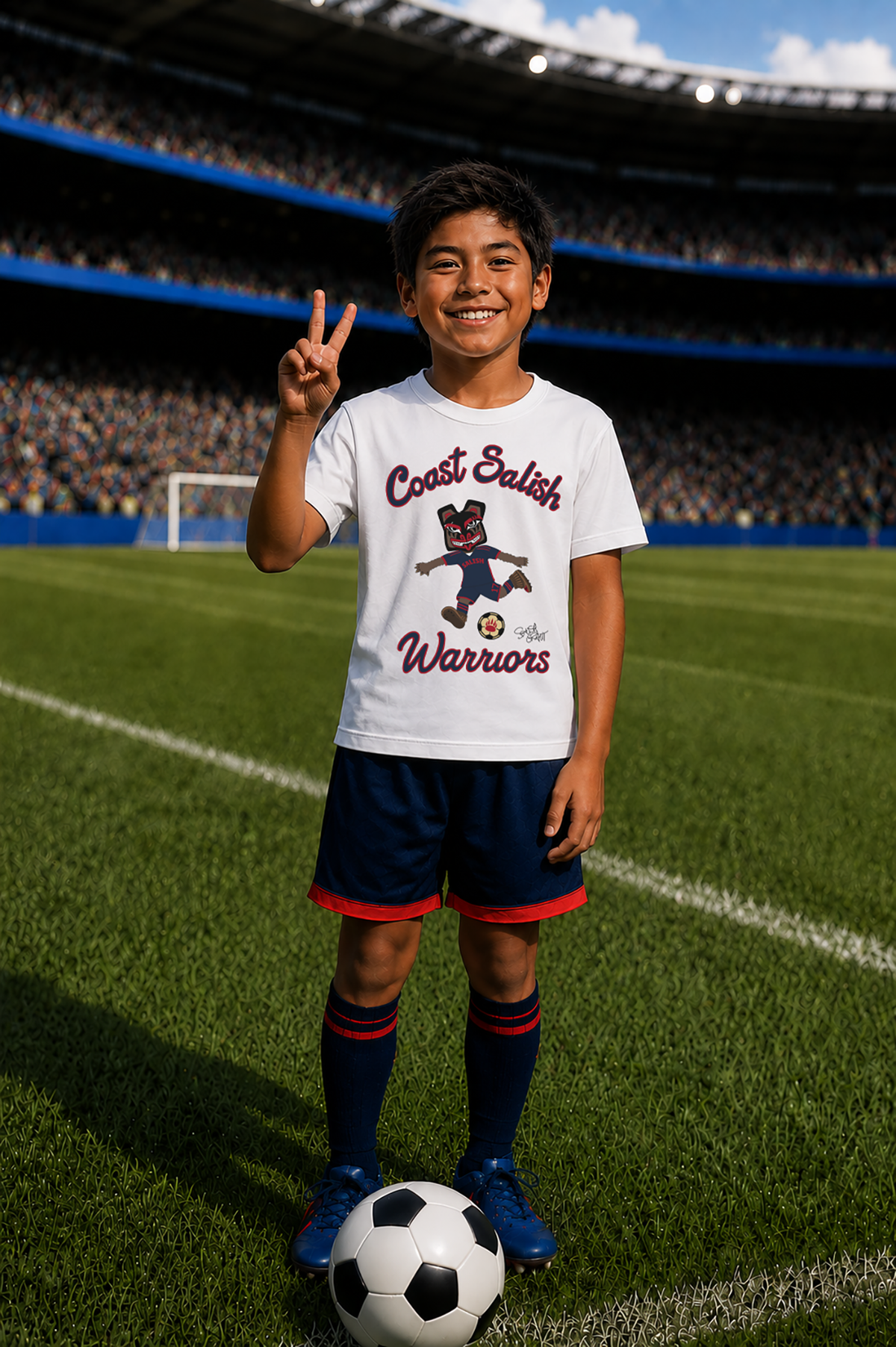Coast Salish Warriors Soccer Boy's T-Shirt – Coast Salish Sportswear for Children