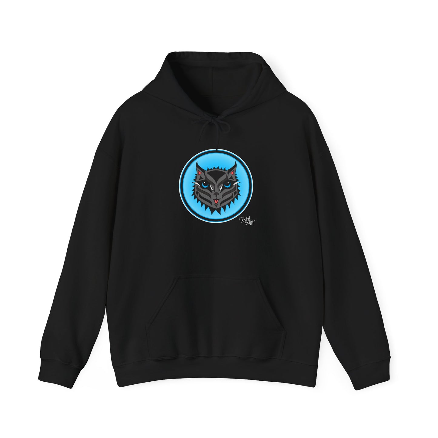 Boujee Rez Cat Blue Baller Hoodie – Coast Salish Cat Circle Crest for Women