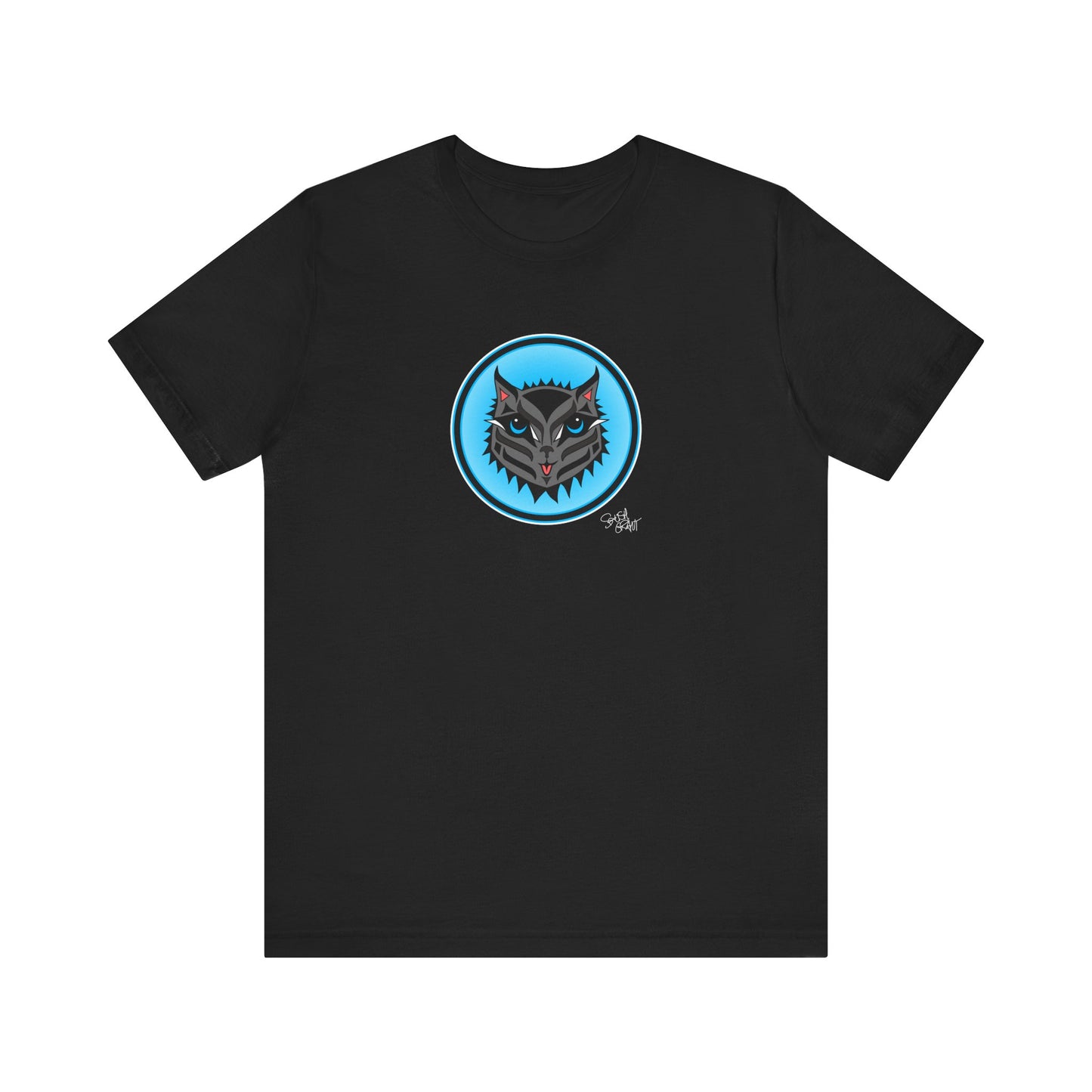 Boujee Rez Cat Blue Baller Circle Crest T-Shirt – Coast Salish Cat Art for Women