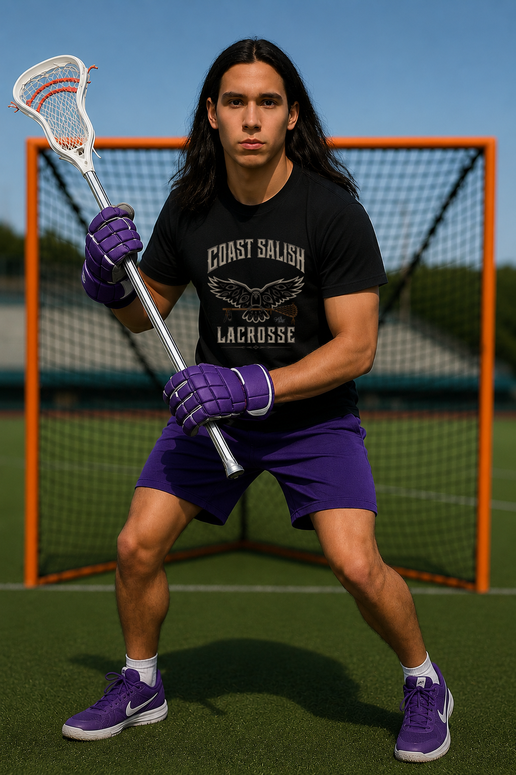 Crows Lacrosse Team Coast Salish T-Shirt for Men – Original Indigenous Lacrosse Art