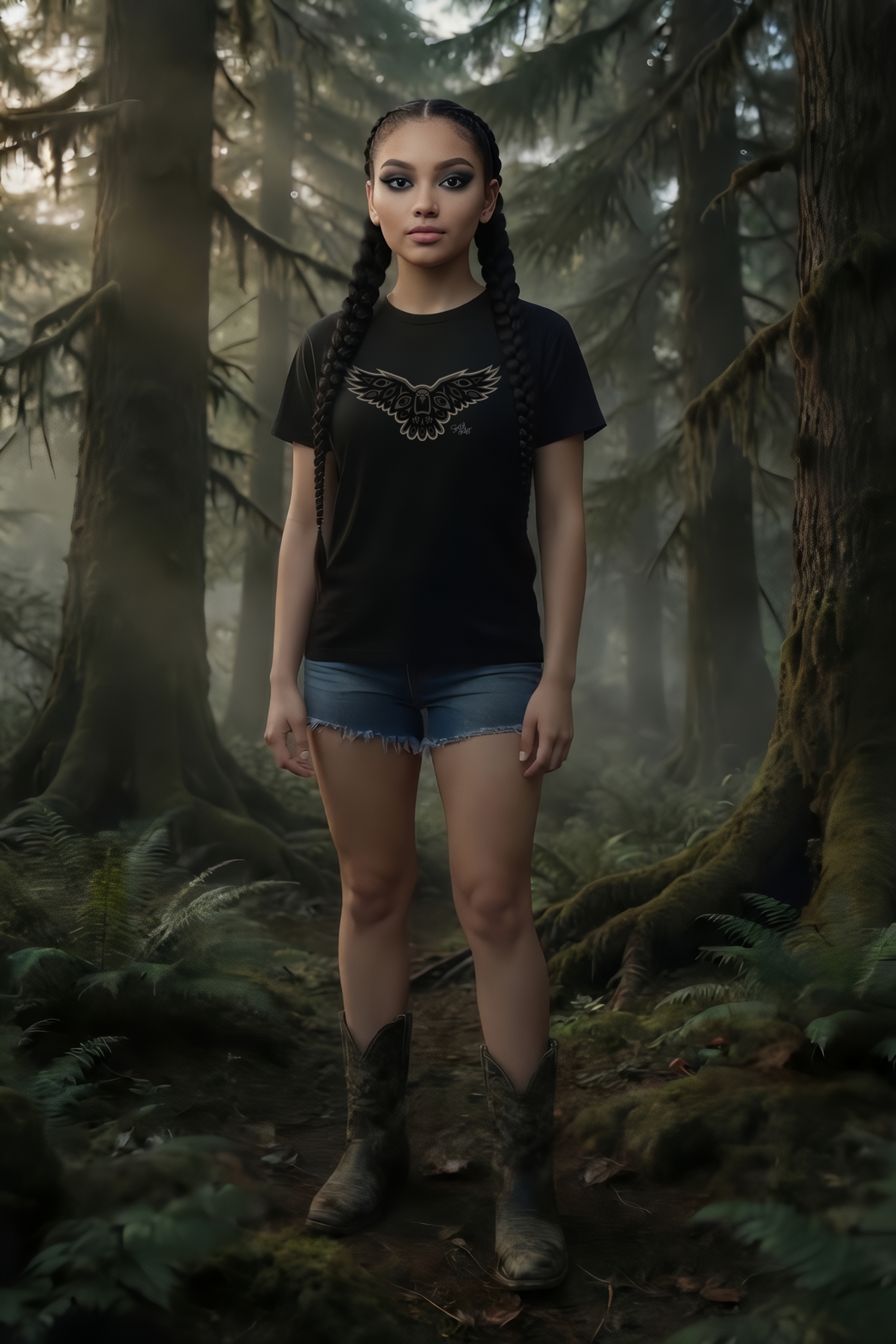 Crow Coast Salish T-Shirt for Women – Original Indigenous Crow Art